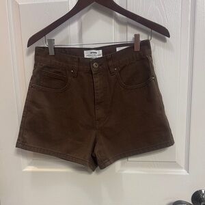 Cotton On Women's High Waist Dark Brown Shorts